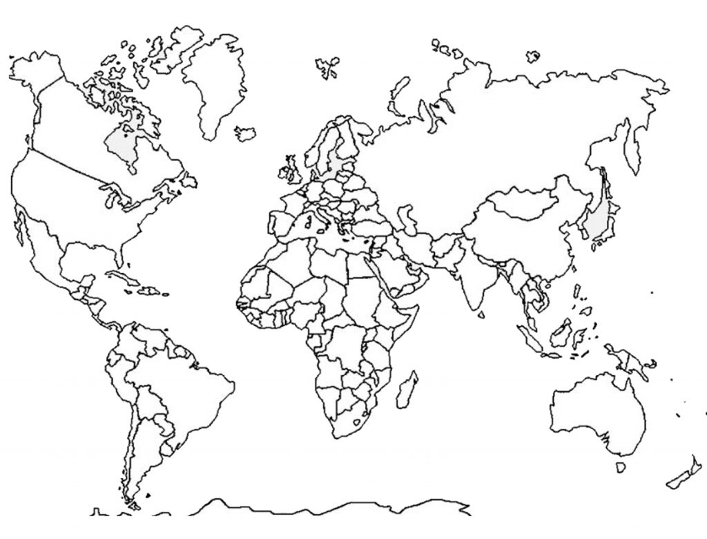 printable world map country outlines
